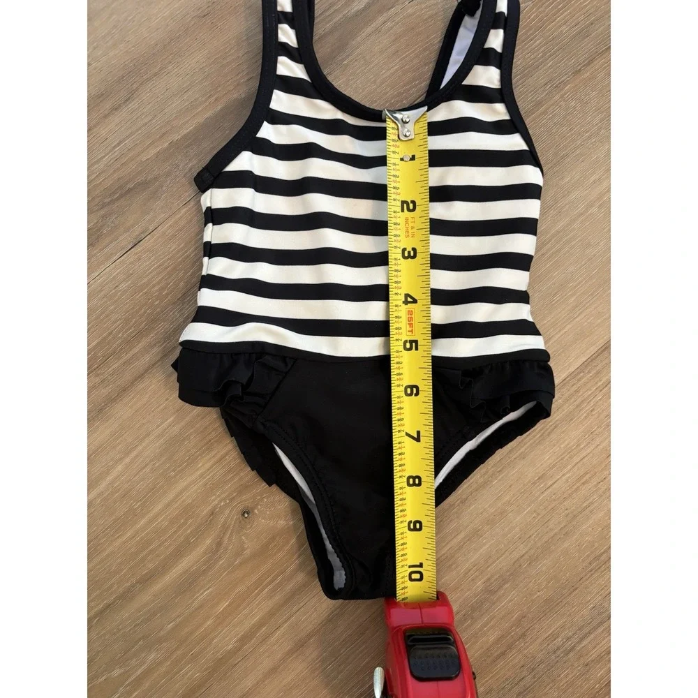 Kate Spade baby One Piece Swimsuit White‎ And Black Ruffle Detailing Bow
